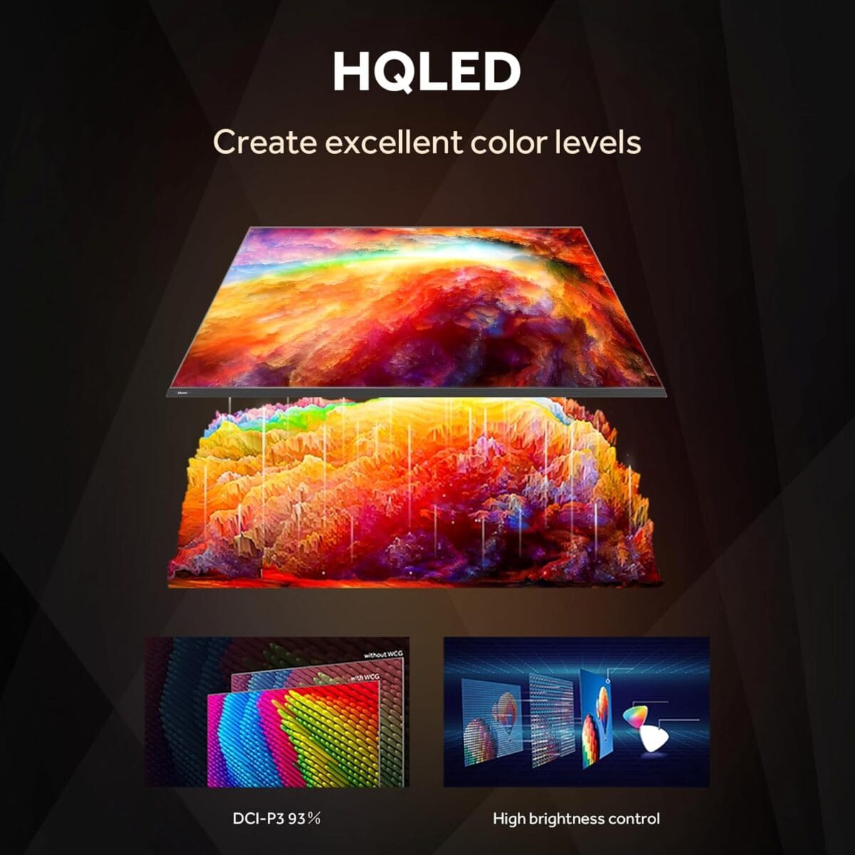 ⁦تلفزيون 65 بوصة هاير QLED الذكي – دقة 4K UHD، تردد 120 هرتز، Dolby Vision وHDR10، Google TV، HDMI 2.1، بلوتوث 5.1، تصميم أنيق بدون حواف – موديل H65S800UX⁩ - الصورة ⁦3⁩