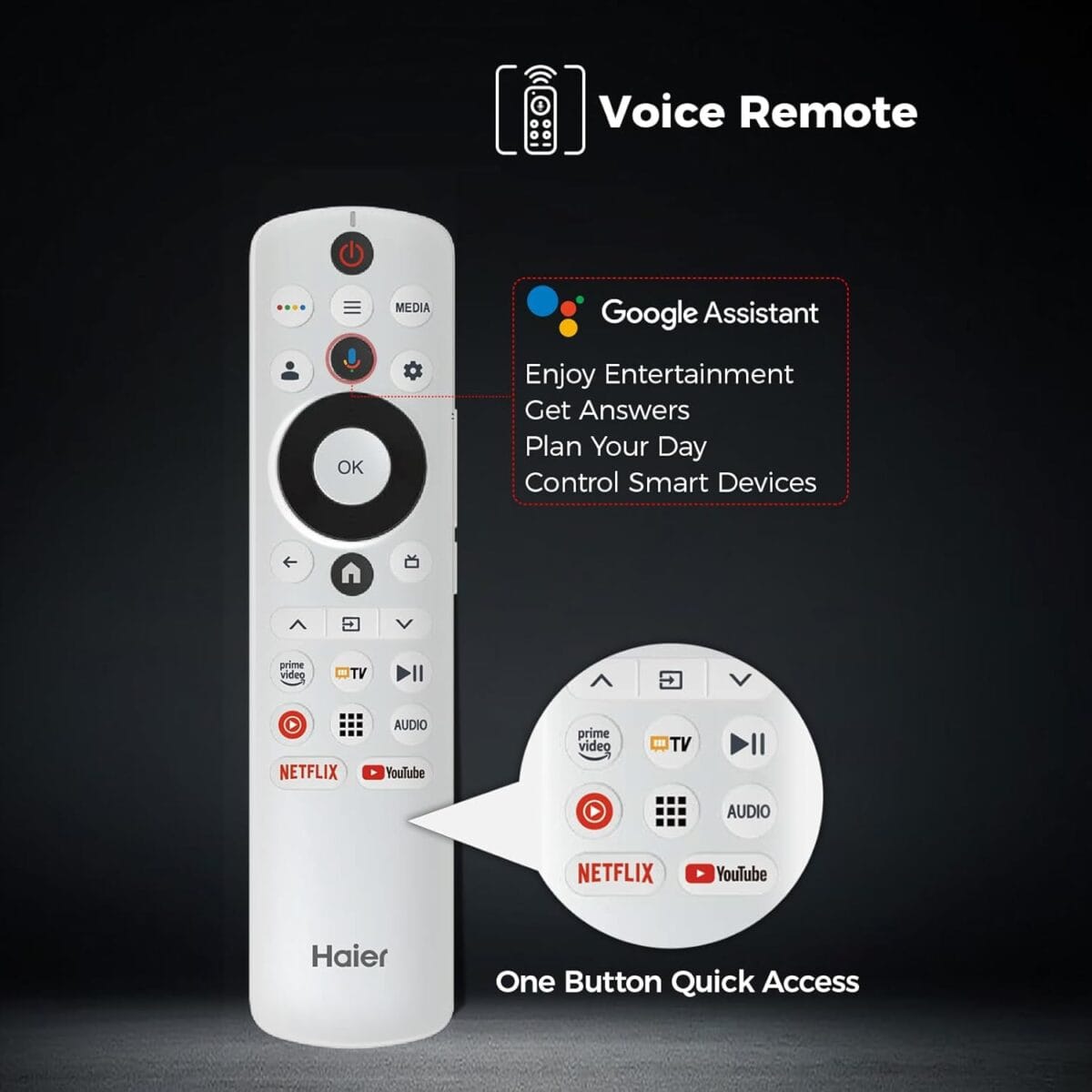 ⁦تلفزيون 75 بوصة هاير تلفزيون QLED ذكي – دقة 4K | تردد 120Hz | Dolby Vision & Atmos | HDMI 2.1 | Google TV | تجربة ألعاب متكاملة | تصميم بدون حواف – أسود | موديل H75S80FUX⁩ - الصورة ⁦8⁩