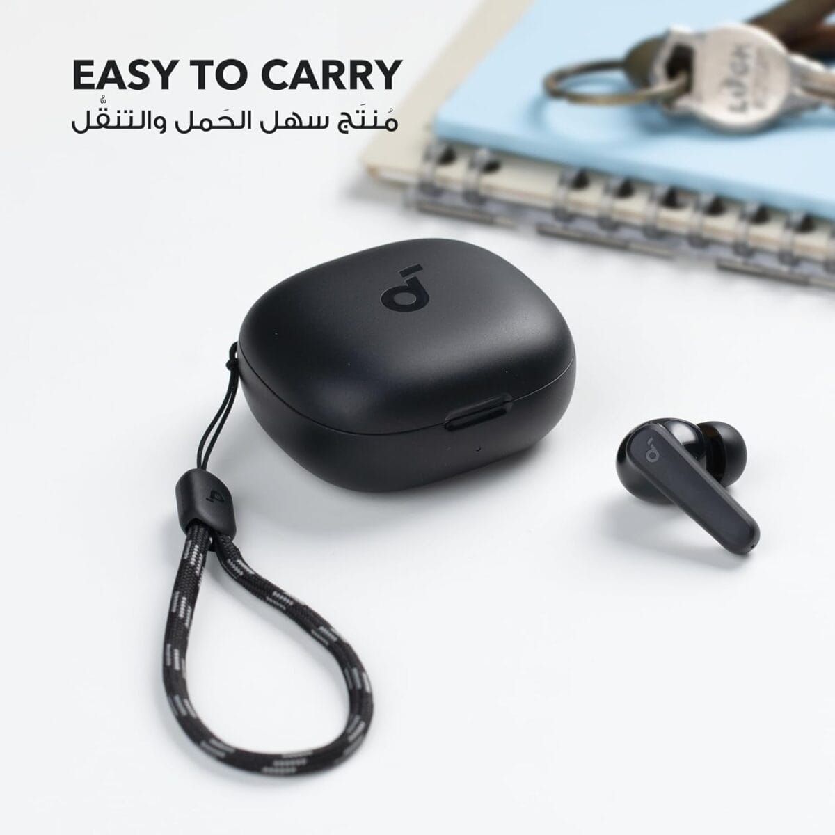 ⁦سماعات انكر P20i لاسلكية، منافذ تشغيل 10 مم لصوت قوي، بلوتوث 5.3، زمن 30 ساعة، IPX5 مقاومة الماء، 2 ميكروفونات لاتصالات ذكاء اصطناعي، 22 إعدادًا مُسبقًا EQs، أسود⁩ - الصورة ⁦7⁩