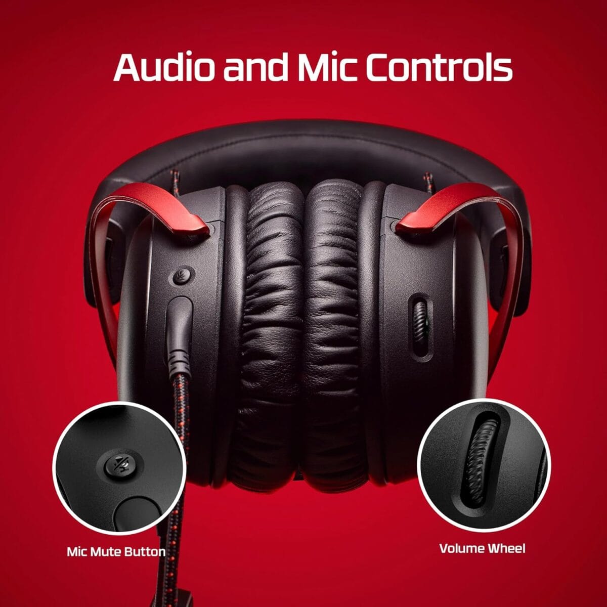 ⁦سماعة الألعاب السلكية HyperX Cloud III – صوت محيطي DTS، ميكروفون نقي، متوافقة مع PC, PS5, Xbox Series X|S – مشغلات 53 مم – منافذ USB-C، USB-A، 3.5 مم – أسود/أحمر⁩ - الصورة ⁦6⁩