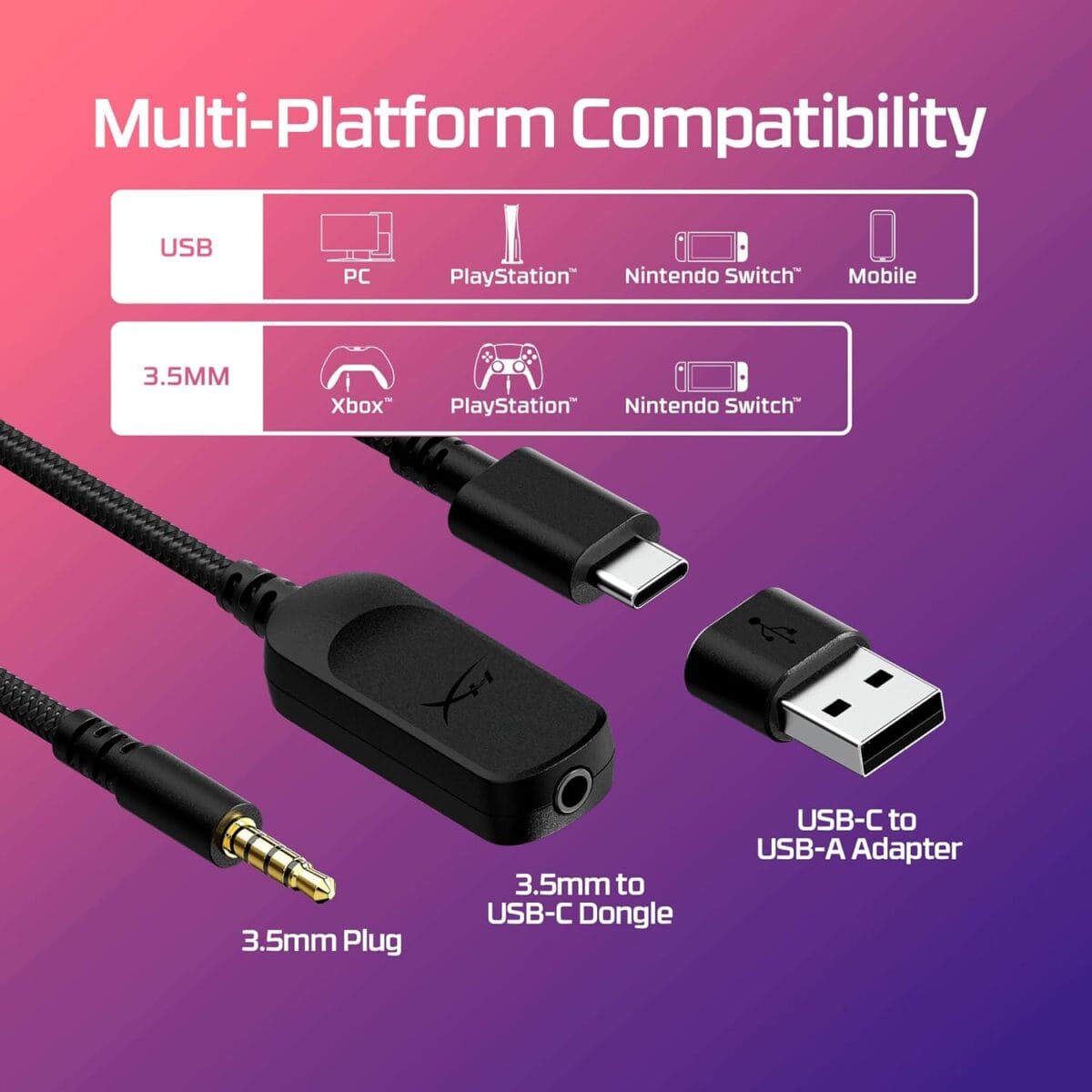 ⁦سماعة الألعاب السلكية HyperX Cloud III – صوت محيطي DTS، ميكروفون نقي، متوافقة مع PC, PS5, Xbox Series X|S – مشغلات 53 مم – منافذ USB-C، USB-A، 3.5 مم – أسود/أحمر⁩ - الصورة ⁦7⁩